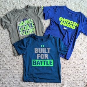 Under Armour Nike 3T Boys Kids Blue Graphic T-Shirt Set Bundle Lot of Three